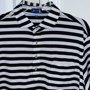 Stitch Performance Black White Stripe SS mens Golf Pocket Polo Tennis Shirt M